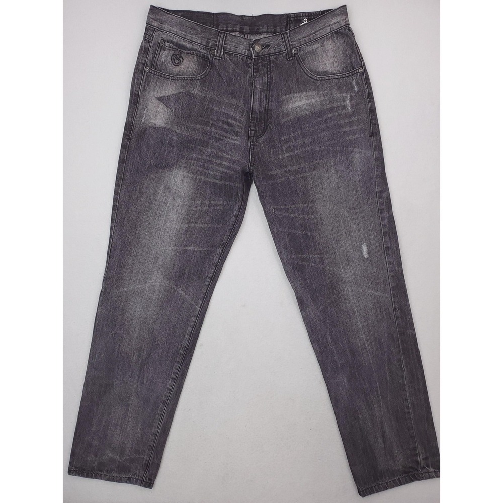 Eight 732 Jeans Mens 38x34 Gray Charcoal Dark Side Academy Straight Baggy Y2K
